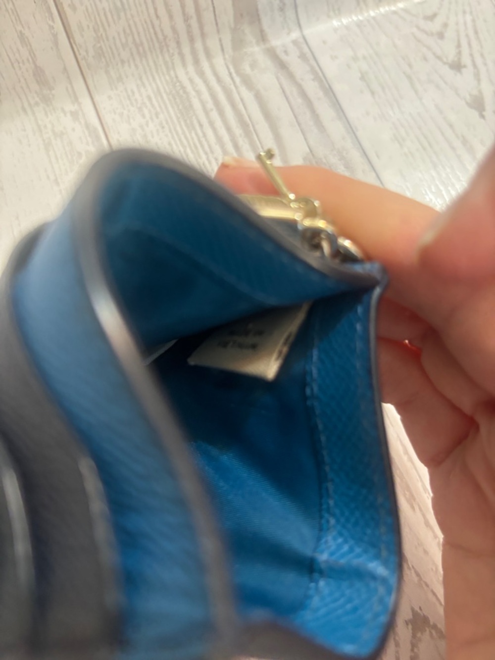 Coach Black and Teal Leather Card Holder with Gold Hardware - Picture 4 of 6